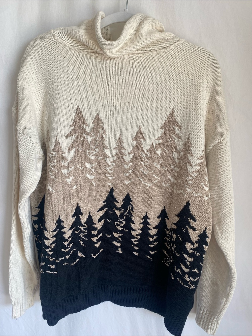 Cotton Country Forest Knit Cowl Neck Sweater Cabin Cottagecore Made in Canada - Picture 5 of 8